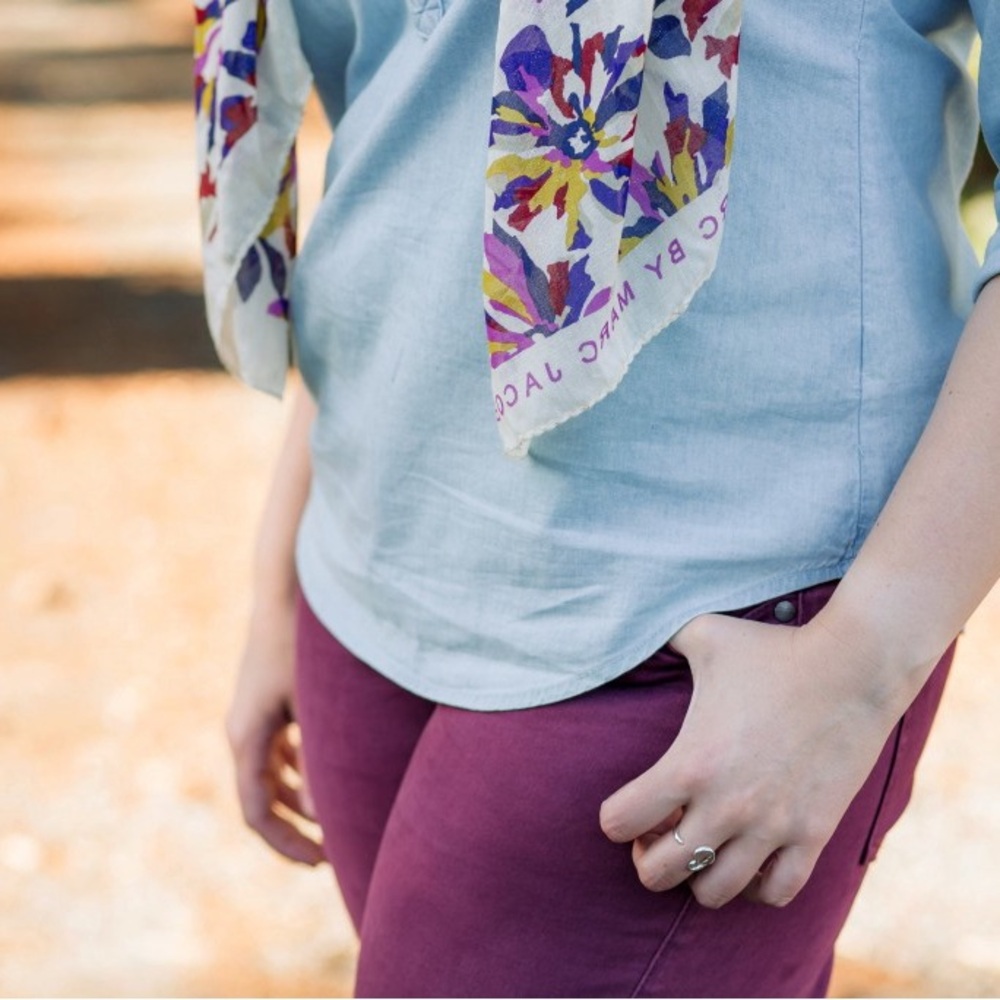 Marc by Marc Jacobs Purple Multi Floral Print Scarf - Picture 7 of 11